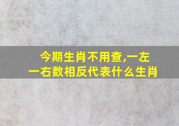 今期生肖不用查,一左一右数相反代表什么生肖