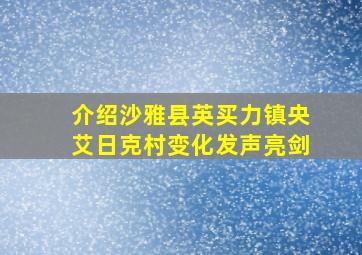 介绍沙雅县英买力镇央艾日克村变化发声亮剑