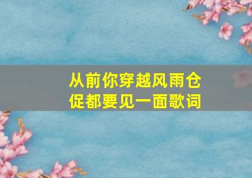 从前你穿越风雨仓促都要见一面歌词