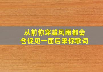 从前你穿越风雨都会仓促见一面后来你歌词