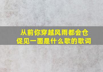 从前你穿越风雨都会仓促见一面是什么歌的歌词