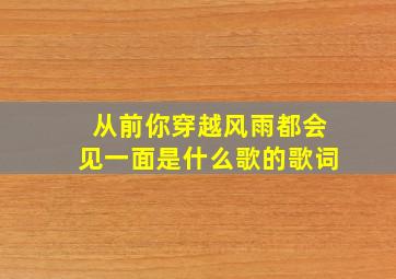 从前你穿越风雨都会见一面是什么歌的歌词