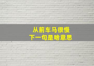 从前车马很慢下一句是啥意思