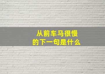 从前车马很慢的下一句是什么