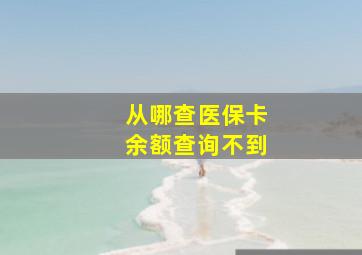 从哪查医保卡余额查询不到