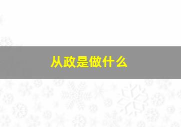 从政是做什么