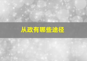 从政有哪些途径