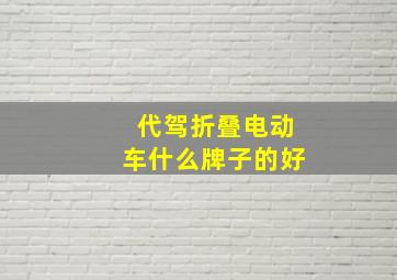 代驾折叠电动车什么牌子的好