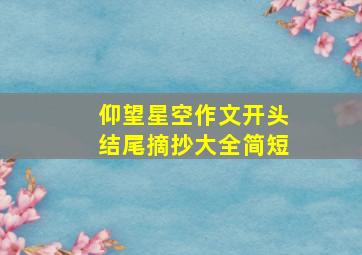 仰望星空作文开头结尾摘抄大全简短