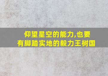 仰望星空的能力,也要有脚踏实地的毅力王树国