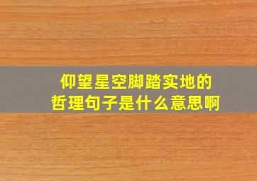 仰望星空脚踏实地的哲理句子是什么意思啊