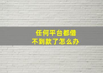 任何平台都借不到款了怎么办