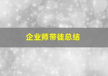 企业师带徒总结