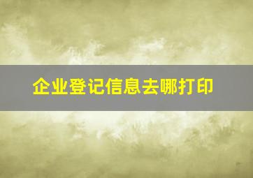 企业登记信息去哪打印