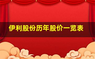 伊利股份历年股价一览表