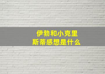 伊勃和小克里斯蒂感想是什么