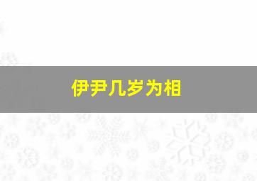 伊尹几岁为相