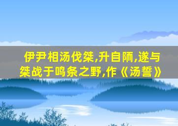 伊尹相汤伐桀,升自陑,遂与桀战于鸣条之野,作《汤誓》