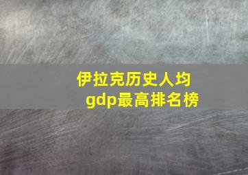 伊拉克历史人均gdp最高排名榜