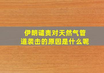 伊朗谴责对天然气管道袭击的原因是什么呢