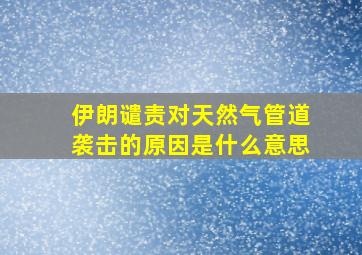 伊朗谴责对天然气管道袭击的原因是什么意思