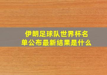 伊朗足球队世界杯名单公布最新结果是什么