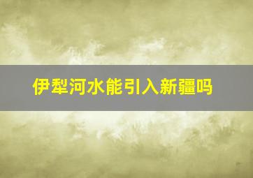 伊犁河水能引入新疆吗