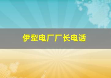 伊犁电厂厂长电话