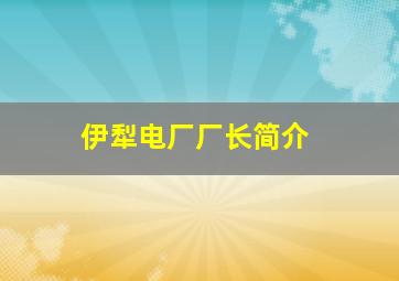 伊犁电厂厂长简介