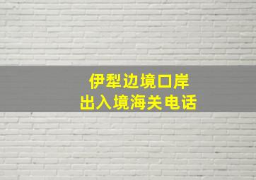 伊犁边境口岸出入境海关电话