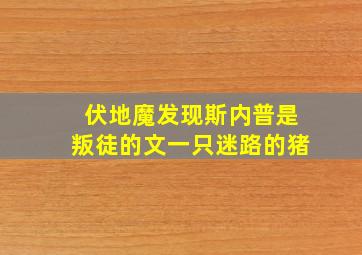 伏地魔发现斯内普是叛徒的文一只迷路的猪