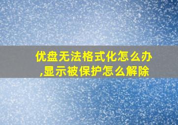 优盘无法格式化怎么办,显示被保护怎么解除