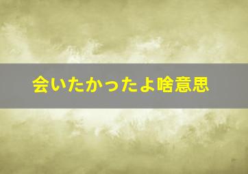 会いたかったよ啥意思