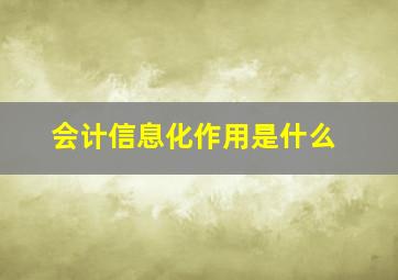 会计信息化作用是什么