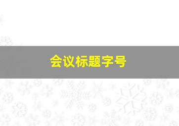 会议标题字号