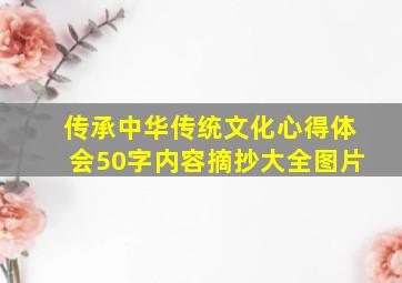 传承中华传统文化心得体会50字内容摘抄大全图片