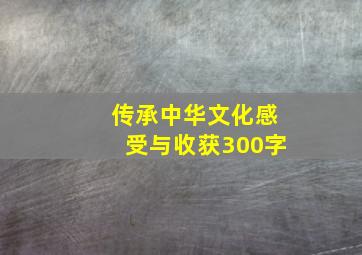 传承中华文化感受与收获300字