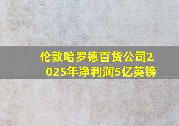 伦敦哈罗德百货公司2025年净利润5亿英镑