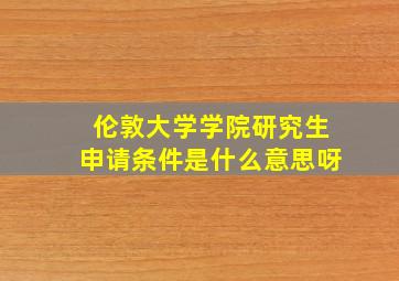 伦敦大学学院研究生申请条件是什么意思呀