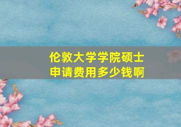 伦敦大学学院硕士申请费用多少钱啊