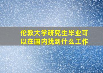 伦敦大学研究生毕业可以在国内找到什么工作