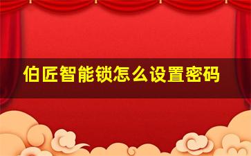 伯匠智能锁怎么设置密码