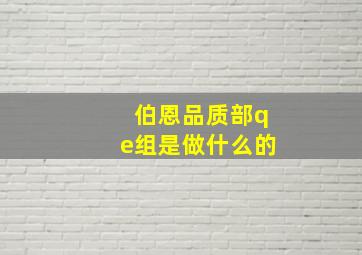 伯恩品质部qe组是做什么的