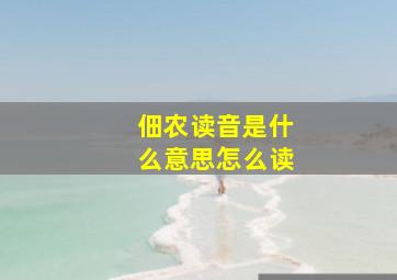 佃农读音是什么意思怎么读