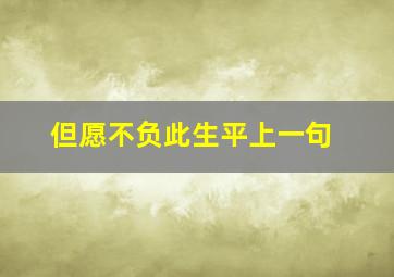 但愿不负此生平上一句