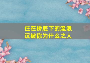 住在桥底下的流浪汉被称为什么之人