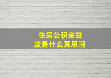 住房公积金贷款是什么意思啊