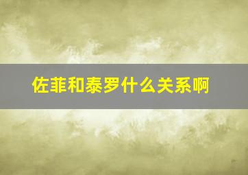 佐菲和泰罗什么关系啊