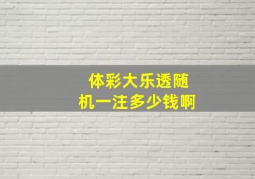 体彩大乐透随机一注多少钱啊