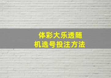 体彩大乐透随机选号投注方法